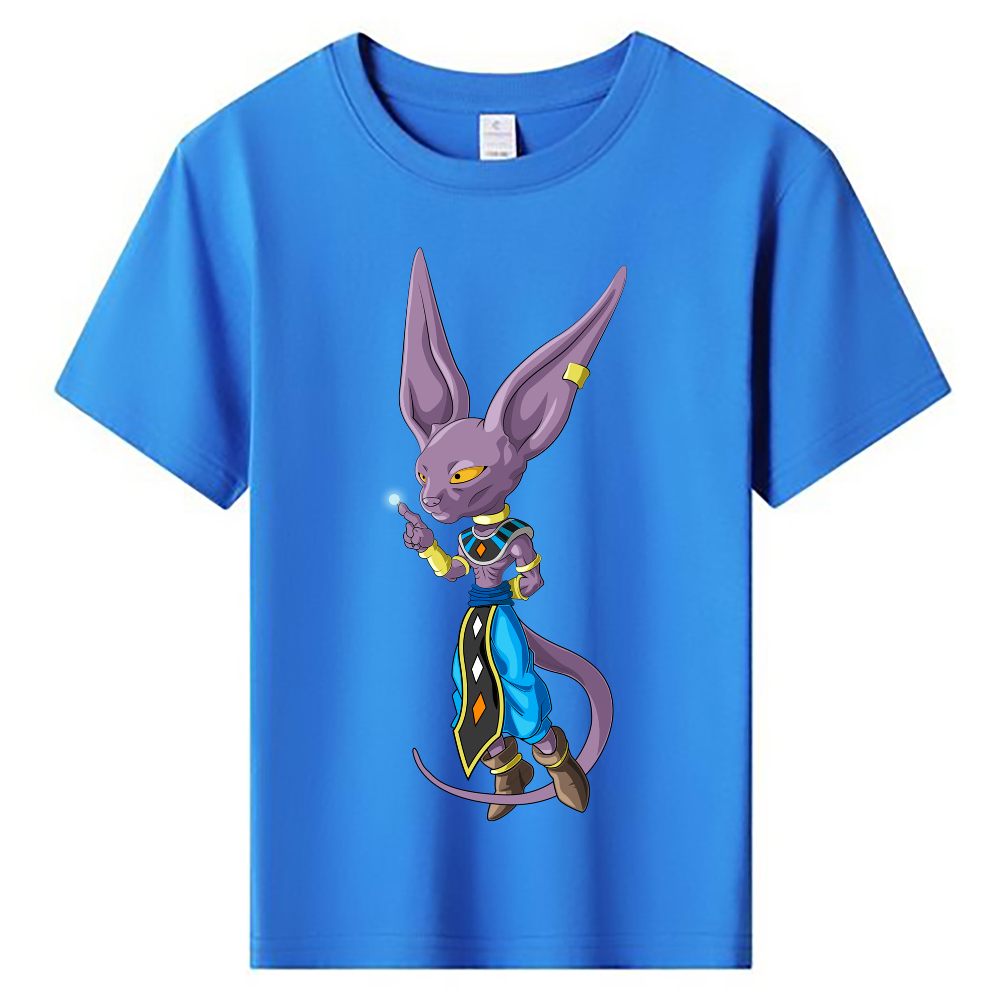 （画像用） ドラゴンボール ビルス 破壊神ビルス DRAGON BALL Beerus Birusu 綿100％キッズTシャツ（フロントプリント）